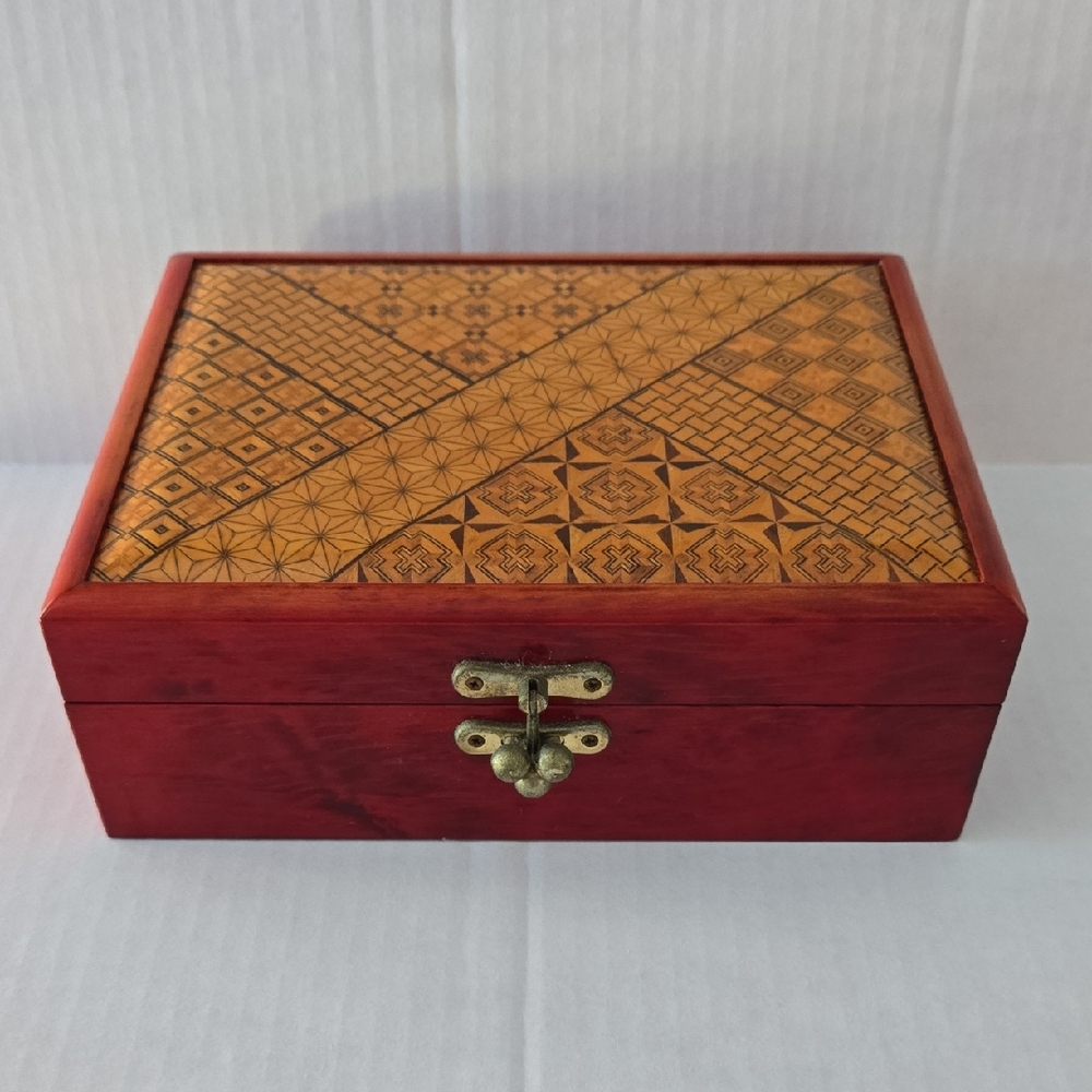 Yosegi Made in Japan Jewelry Box EUC 9"x3.25"x7"
